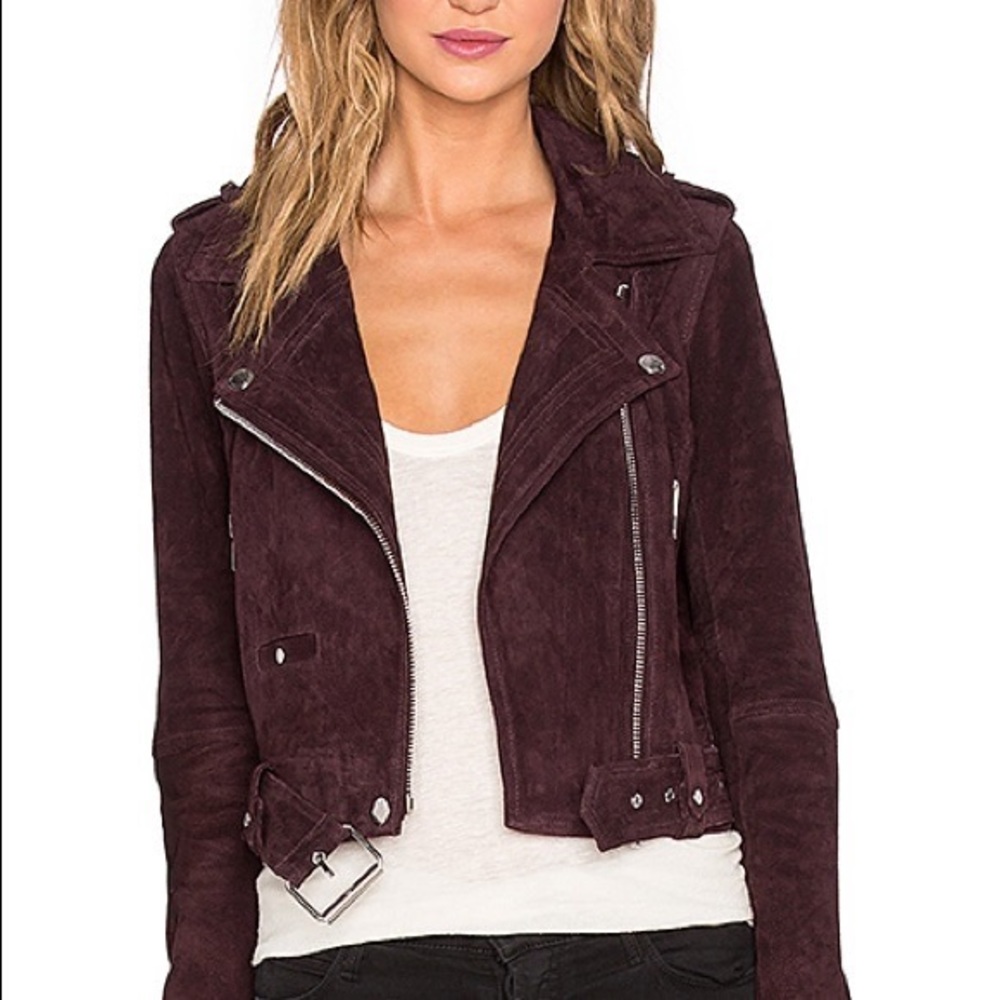 Blank NYC Burgundy Suede Moto Jacket